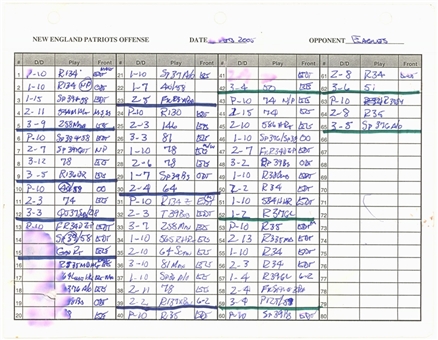 Tom Bradys Personal Super Bowl XXXIX 8.5 x 11 "New England Patriots Offense" Hand Written Note Sheet (JSA)